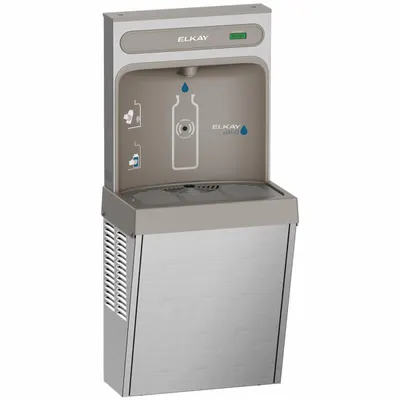ELKAY Bottle Filler: On-Wall, 8 gph @ 50°F, Stainless Steel, Silver, Plain - On-Wall Bottle Fillers
