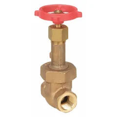 This 1/2" bronze rising stem gate valve features FNPT x FNPT connections and a maximum pressure rating of 1,000 psi CWP. The bronze wedge and bonnet provide corrosion resistance for general-purpose on/off control in plumbing, HVAC, and water systems.