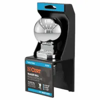 Steel hitch ball with chrome finish, 2 5/16 in diameter, rated for 10,000 lb gross vehicle weight. Used for towing trailers, campers, and equipment in heavy-duty applications