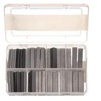 This 70-piece assortment includes straight, undersized inch machine keys, each 1.5 inches long, with a width tolerance of +0.000/-0.002 inches. Used for securing rotating components such as gears and pulleys to shafts in industrial maintenance and repair applications