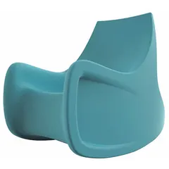 Floor-mount rocking chair with a blue gray polyethylene seat and included arms. Designed for single-seat use in commercial or institutional waiting areas, lounges, and break rooms. Meets UL 94 HB and ISO 22196 standards.