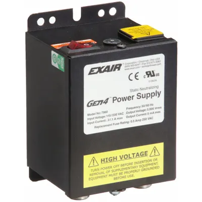 EXAIR Power Supply: Compatible with Mfr. No. 8192/Mfr. No. 8193, 120/230V AC - Static-Eliminating Air Gun Power Supplies