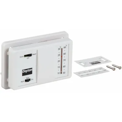 Dayton Low Voltage Thermostat: Heat and Cool, Manual, G/RC/RH/W/Terminal Designations - Analog Thermostats