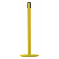 TENSABARRIER Single Belt Receiver Post: Round Flat, 37 1/2 in Post Ht, Yellow, Plastic, Flat (MPN 875-35-RCV)
