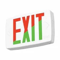 Emergency Exit Sign: Emergency Battery Backup, LED/Incandescent, White, Red/Green, 1 Faces, Ceiling (MPN 290H5H)