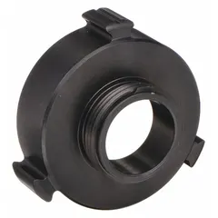 This aluminum rigid adapter connects hoses or standpipes with NH threads, transitioning between 2-1/2 in and 1-1/2 in diameters. Used in fire protection systems for hydrant and standpipe connections, it provides a straight coupling for hose compatibility.