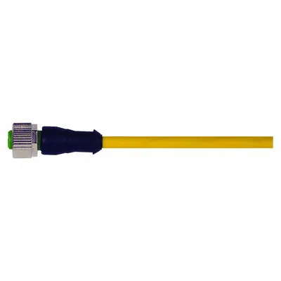 MURRELEKTRONIK Cordset: M12 Female Straight X Bare Wire, 3 Pins, Yellow, PVC, 0.3 m Cable Lg - Single-Ended Cordsets with PVC Jacket for Flexing Applications