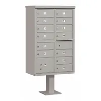 Cluster Box Unit: CBU, 14 Doors, Horizontal, 62 in H x 30 1/2 in W x 18 in D, Pedestal Mounting (MPN 3313GRY-U)