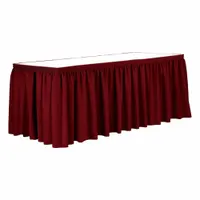 R&R TEXTILE Table Skirt: Red, 13 ft Overall Lg, Poly, Shirred, Hook-and-Loop, 29 in Overall Ht (MPN EE-Pshirred-13FTx29in-Red)