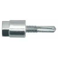 Steel rod hanger designed for vertical mounting to suspend threaded rod from steel structures. Features a 1/4 in screw size and 1-3/4 in overall length. Suitable for mechanical, electrical, and plumbing installations. Not approved for cracked or un-cracked concrete and not seismic approved. Supplied in a 25-pack
