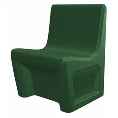 Freestanding single-seat armless chair with a green polyethylene seat from the Endurance series. Meets ISO 22196 antimicrobial standards and CAL 133 flammability requirements. Suitable for commercial or institutional environments where easy-to-clean, moisture-resistant seating is needed.