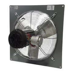 This direct-drive panel exhaust fan is designed for hazardous locations classified as Class I, Div 1, Groups C and D. It features a 20-inch blade, 1/3 hp explosion-proof motor, and delivers 3,640 cfm at 115/208-230V AC single-phase. The powder-coated steel frame and totally enclosed air-over motor with Class B insulation ensure reliable operation in environments with flammable gases or vapors.