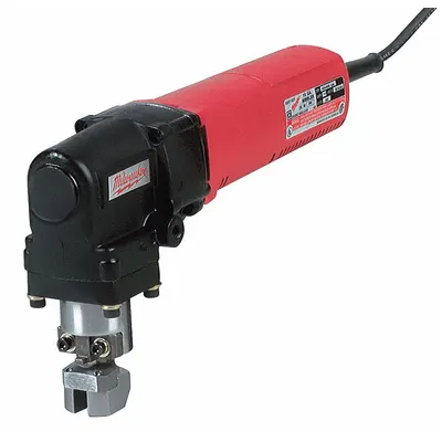 MILWAUKEE Nibbler: 2 1/2 in Min. Cutting Radius, 10 ga Capacity (Steel), 0° Swivel Angle - Corded Nibblers