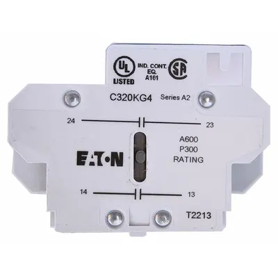 EATON Auxiliary Contact: 2NC, 10 A Max Current (AC), Side Mount - Eaton Auxiliary Contacts