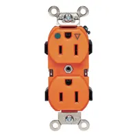 LEVITON Receptacle: Hospital Grade Fed. Spec., Duplex, 5-15R, Orange, 125V AC, 15 A, 2 Pole / 3 Wire (MPN 8200-IG)