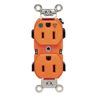 LEVITON Receptacle: Hospital Grade Fed. Spec., Duplex, 5-15R, Orange, 125V AC, 15 A - General Purpose Receptacles