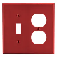 HUBBELL Wall Plate: Combo, 2 Gang, Red, Std Size (MPN P18R)