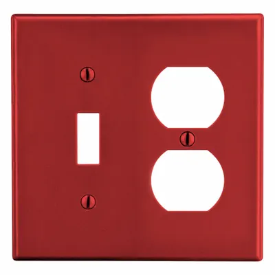 HUBBELL Wall Plate: Combo, 2 Gang, Red - Combination Wall Plates