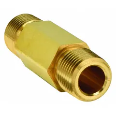 This threaded extreme-pressure instrumentation pipe fitting is a brass hex nipple with 1/2 in NPT male threads on both ends. It has a length of 3 in and a maximum operating pressure of 3,900 psi. Used to connect two female threaded ports in hydraulic, pneumatic, and process control systems requiring a leak-free joint at high pressures.