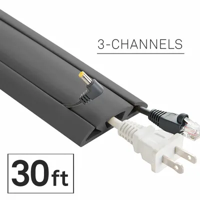 ELECTRIDUCT Cable protector: 3 Channels, 2 5/8 in Overall Wd, 5/8 in Overall Ht, 30 ft Lg - Flexible Rubber Cable Floor Covers