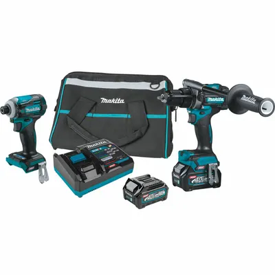 MAKITA Cordless Tool Combination Kit: 2 Tools, Hammer Drill/Impact Driver, 40 V DC Volt - Makita 40V Cordless Tool Combination Kits