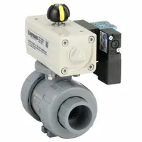 HAYWARD FLOW CONTROL Pneumatically Actuated Two-Way Ball Valve: 1 in, CPVC, Air to Air, Three-Piece (MPN PSDTBH210STEA8)