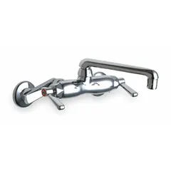This wall-mount centerset utility faucet is constructed from cast brass with a chrome finish. It delivers a flow rate of 2.2 gpm and is suited for service sink applications in commercial and industrial settings.
