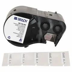 Thermal transfer precut label roll cartridge containing 180 rectangle labels made of cryogenic polyester, each measuring 1/4 in x 1 1/4 in. Designed for labeling 0.6 mL vials or tubes in laboratory or cryogenic storage applications. Compatible with the M510 printer series.
