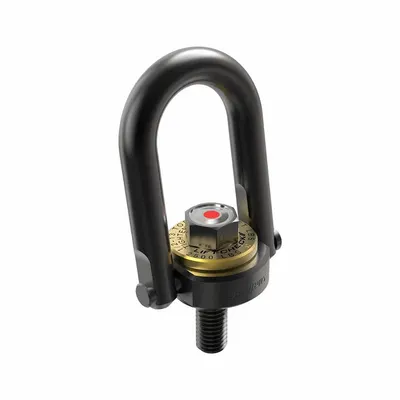 JERGENS Hoist Ring: Pivot/Swivel, w/Indicator, Black Oxide-Coated Steel, 1"-8 - Force-Indicating Pivot & Rotate Hoist Rings