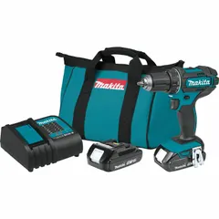 Brushless motor delivers up to 1,900 RPM. Includes two 1.5 Ah batteries and a 1/2 in chuck. Suitable for drilling and fastening in wood, metal, and masonry.