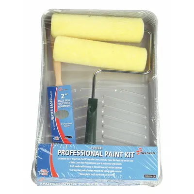 ABILITY ONE Paint Roller Kit, 9 in, 3/8 in Nap, Knit Fabric, 6 Pieces - Brush, Roller & Tray Kits