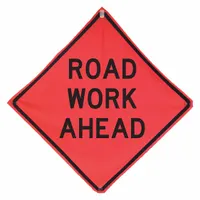 Traffic Sign: 36 in x 36 in Nominal Sign Size, Polyester/PVC, 0.015 in, W20-1 MUTCD, Orange, Roll Up (MPN 1UBP5)