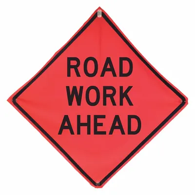 EASTERN METAL SIGNS AND SAFETY Traffic Sign: 36 in x 36 in Nominal Sign Size, Polyester/PVC, 0.015 in - Road Work Ahead Signs