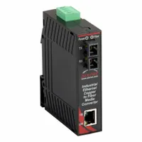 RED LION Media Converter: Unmanaged, DIN Rail, 2 Ports, RJ45, 100 Base-FX/10/100 Base-TX, IP30 (MPN SL-2ES-2SC)
