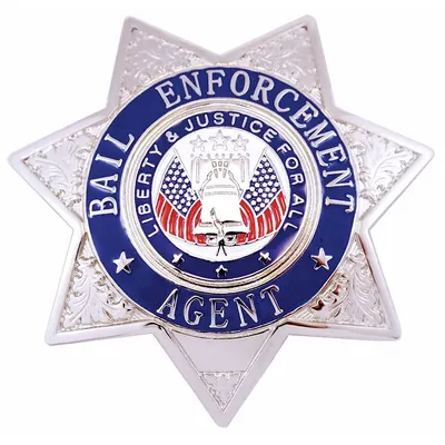 HEROS PRIDE Metal Badge: Bail Enforcement Agent - Star, 3 in x 3 in, Silver, Metal - Metallic Badges