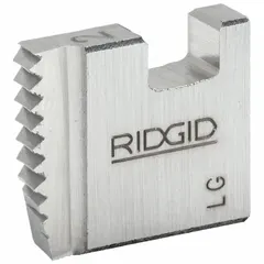 This 1/2 in NPT right-hand pipe die is constructed from aluminum and steel. Designed for use with Ridgid handheld threader heads, it is suitable for threading standard steel pipe in plumbing, HVAC, and industrial piping maintenance applications.