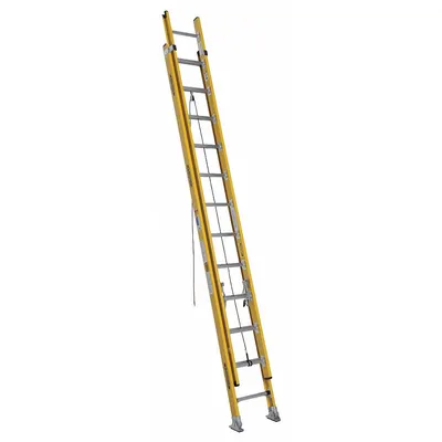 WERNER Extension Ladder: 24 ft Ladder Size, Fiberglass, 375 lb Load Capacity, 55 lb Wt - Non-Conductive Fiberglass Extension Ladders