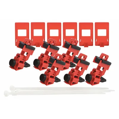 BRADY Clamp-On Circuit Breaker Lockout, 120/277V AC, 6 PK - Clamp-On Circuit Breaker Lockouts