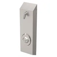 This ACORN SHOWER-WARE shower faucet panel includes a fixed showerhead and integrated faucet controls in a compact, wall-mount design. Overall dimensions: 28 5/8 in height, 7 1/2 in width, 4 in depth. Suitable for commercial and institutional shower applications such as locker rooms and healthcare facilities