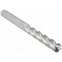 This general purpose carbide ball end mill features 4 flutes, a 1-inch mill diameter, 4-inch length of cut, and 7-inch overall length. It is used for contouring, slotting, and profiling in metalworking applications on ferrous and non-ferrous materials