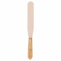 Nonsparking spreading tool with aluminum bronze blade (semi-circle/straight shape) and wood handle. Designed for use in hazardous environments where spark prevention is critical, such as areas with flammable gases, vapors, or dusts.