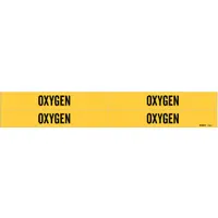 Pipe Marker: Oxygen, Yellow, Black, Fits 3/4 to 2 3/8 in Pipe O.D., 4 Pipe Markers, Without Arrows (MPN 7209-4)