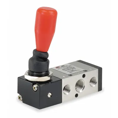 ARO Manual Air Control Valve: MaxAir, Four-Way / Two-Position, Lever, Red - ARO MaxAir Series Manual Air Control Valves
