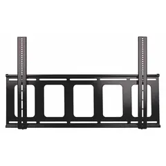 This fixed television mount is constructed from powder-coated black steel and includes mounting hardware. It accommodates screens from 42 to 90 inches and supports a maximum weight of 180 lb. Designed for wall mounting with 0° swivel, it is suitable for installations where a low-profile, non-swiveling mount is required.