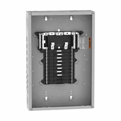 125 A main lug load center for 120/240V AC, 1-phase systems. Provides 16 spaces with a 65 kA short-circuit current rating, supports up to 8 tandem breakers. Convertible design with plug-on neutral. For indoor use; enclosure cover ordered separately.