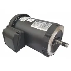 This Dayton C-face 3-phase AC motor delivers 1 hp at 1765 RPM on 230/460V AC, drawing 2.94/1.47 A full load current at 60 Hz. The totally enclosed fan-cooled (TEFC) enclosure protects against dust and moisture. Suitable for industrial equipment such as pumps, fans, conveyors, and compressors requiring continuous operation.