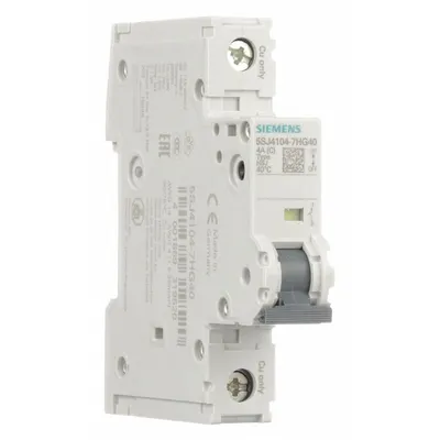Siemens Miniature Circuit Breaker: 4 A Amps, 60V DC, 14kA at 240V AC, Screw Clamp - C-Curve, 1-Pole UL489 DIN Rail-Mount Miniature Circuit Breakers