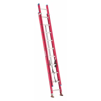 WESTWARD Extension Ladder: 20 ft Ladder Size, Fiberglass, 300 lb Load Capacity, 38 lb Wt - Non-Conductive Fiberglass Extension Ladders