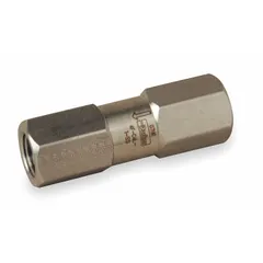 Parker 6F-C6L-1-SS is a stainless steel poppet check valve with an inline body and FNPT x FNPT connections. It prevents backflow in fluid and gas media systems, suitable for process instrumentation, chemical injection, and hydraulic control lines where corrosion resistance and reliable one-way flow are required.