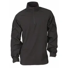 Men's tactical long-sleeve T-shirt made of polyester with a zipper closure. Designed for use in law enforcement, military, and outdoor professional settings where mobility and quick access are required.